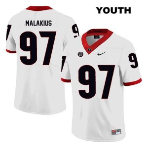 Youth Georgia Bulldogs NCAA #97 Tyler Malakius Nike Stitched White Legend Authentic College Football Jersey OSN2854SW